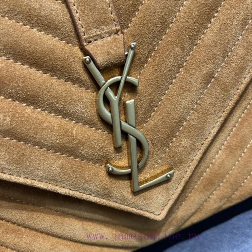 Yves Saint Laurent Bags 𝑴𝒐𝒏𝒐𝒈𝒓𝒂𝒎 𝒄𝒐𝒍𝒍𝒆𝒈𝒆 Earth yellow frosted leather_Wannian postman bag, hot and explosive 24cm, fv76f6o8 - Image 6