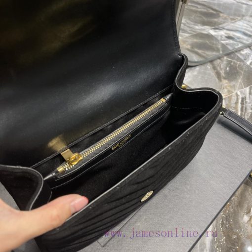 Yves Saint Laurent Bags 𝑴𝒐𝒏𝒐𝒈𝒓𝒂𝒎 𝒄𝒐𝒍𝒍𝒆𝒈𝒆 Black frosted leather_Wannian postman bag, hot and explosive 24cm, street bghcyx76 - Image 9