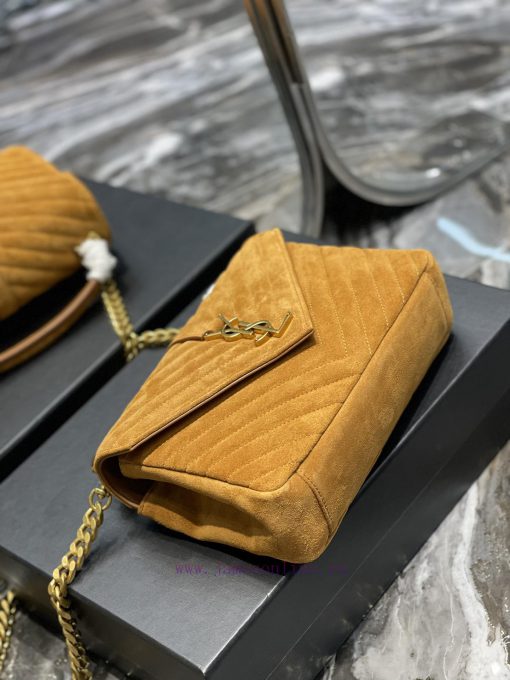 Yves Saint Laurent Bags 𝑴𝒐𝒏𝒐𝒈𝒓𝒂𝒎 𝒄𝒐𝒍𝒍𝒆𝒈𝒆 Earth yellow frosted leather_Wannian postman bag, hot and explosive 24cm, fv76f6o8 - Image 7