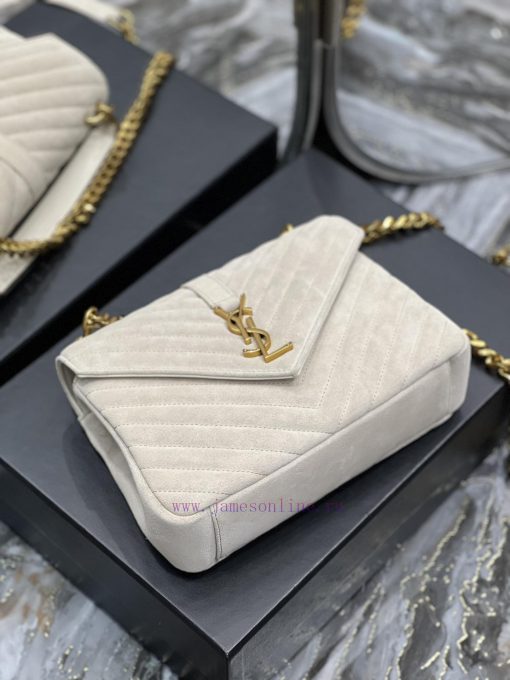 Yves Saint Laurent Bags 𝑴𝒐𝒏𝒐𝒈𝒓𝒂𝒎 𝒄𝒐𝒍𝒍𝒆𝒈𝒆 Grey white frosted leather_Wannian postman bag, hot and explosive 24cm, st bhc2gy0x - Image 8