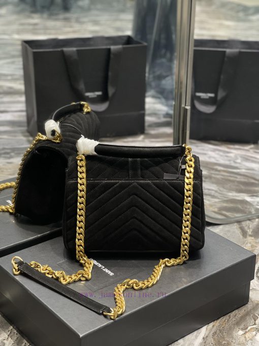 Yves Saint Laurent Bags 𝑴𝒐𝒏𝒐𝒈𝒓𝒂𝒎 𝒄𝒐𝒍𝒍𝒆𝒈𝒆 Black frosted leather_Wannian postman bag, hot and explosive 24cm, street bghcyx76 - Image 10