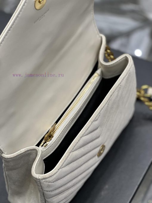 Yves Saint Laurent Bags 𝑴𝒐𝒏𝒐𝒈𝒓𝒂𝒎 𝒄𝒐𝒍𝒍𝒆𝒈𝒆 Grey white frosted leather_Wannian postman bag, hot and explosive 24cm, st bhc2gy0x - Image 10