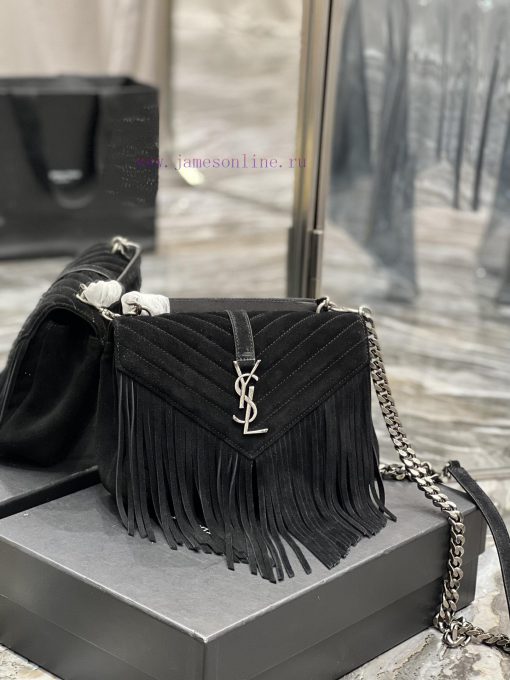 Yves Saint Laurent Bags Monogram College - Black frosted belt tasselWannian postman bag, hot and explosive 24cm, str lkhhhxjq - Image 3