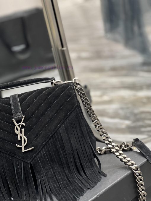 Yves Saint Laurent Bags Monogram College - Black frosted belt tasselWannian postman bag, hot and explosive 24cm, str lkhhhxjq - Image 4