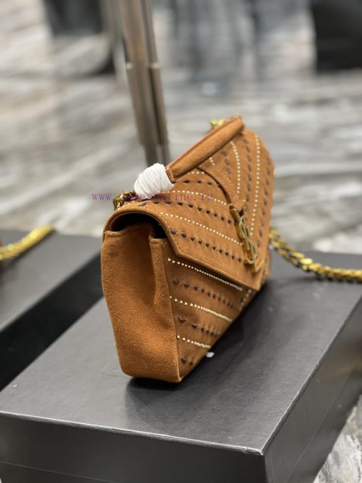 Yves Saint Laurent Bags 𝑴𝒐𝒏𝒐𝒈𝒓𝒂𝒎 𝒄𝒐𝒍𝒍𝒆𝒈𝒆 Caramel rivet threading process frosted style_Wannian postman bag, hot and 7tfix708 - Image 5