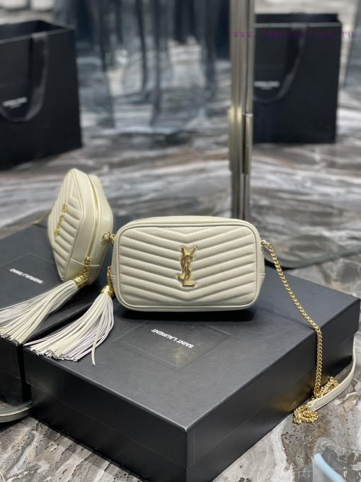 Yves Saint Laurent Bags White gold buckle_Top class imported cowhide camera bag, ZP open mold printing, to be identi b37d6wij