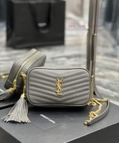 Yves Saint Laurent Bags Grey gold buckle_Top class imported cowhide camera bag, ZP open mold printing, to be identic 3s9ummcy