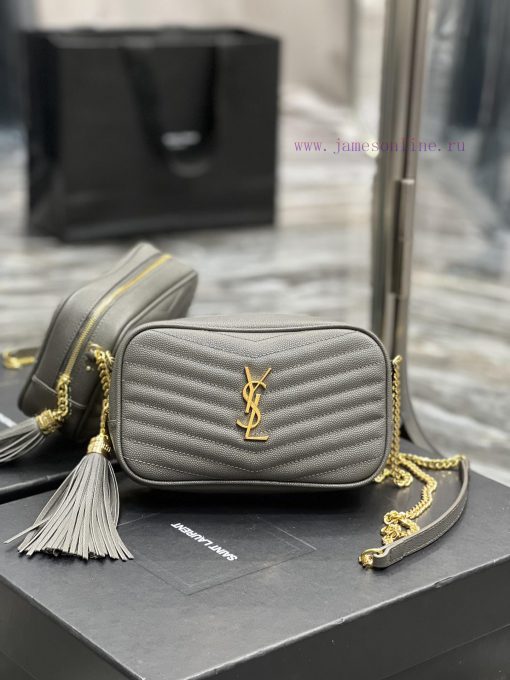Yves Saint Laurent Bags Grey gold buckle_Top class imported cowhide camera bag, ZP open mold printing, to be identic 3s9ummcy