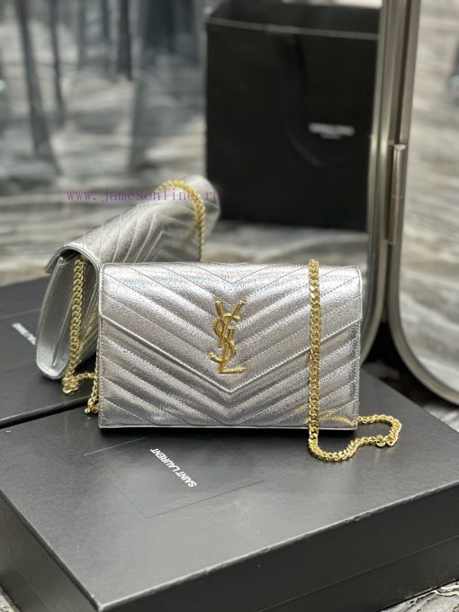 Yves Saint Laurent Bags Silver diamond patterned gold buckle_Monogram woc MONOGRAM envelope package A super practica 72kyv9pz