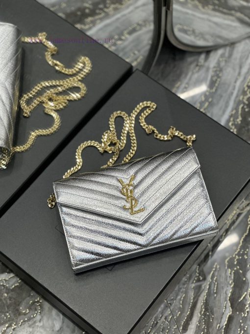 Yves Saint Laurent Bags Silver diamond patterned gold buckle_Monogram woc MONOGRAM envelope package A super practica 72kyv9pz - Image 7