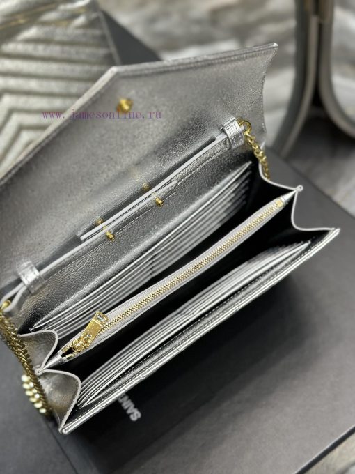 Yves Saint Laurent Bags Silver diamond patterned gold buckle_Monogram woc MONOGRAM envelope package A super practica 72kyv9pz - Image 9