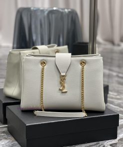 Yves Saint Laurent Bags White caviarY's caviar cowhide large tote bag/shopping bagThe iconic logo is transformed int ye8nehkx