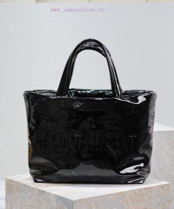 Yves Saint Laurent Bags Black patent leather tote bag_Newly launched men's simple and fashionable shopping tote bag gai3wfjb