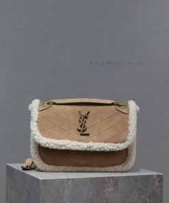 Yves Saint Laurent Bags Niki_ New lamb wool suedeThe most eye-catching lamb fur suede must be planted with grass~Gen 6rpma0hx