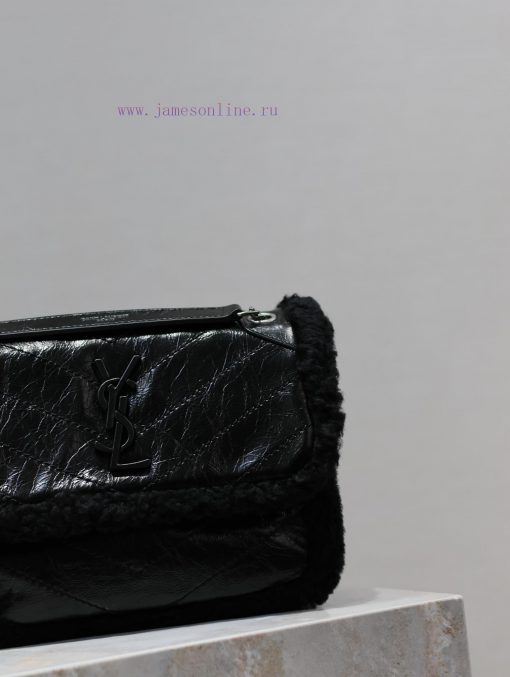 Yves Saint Laurent Bags Niki_ Autumn/Winter Fury CollectionA warm bag made of durable oil wax cowhide and lamb, with 9wg0ne31 - Image 4
