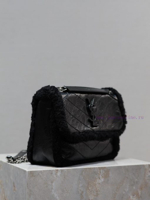 Yves Saint Laurent Bags Niki_ Autumn/Winter Fury CollectionA warm bag made of durable oil wax cowhide and lamb, with 9wg0ne31 - Image 6
