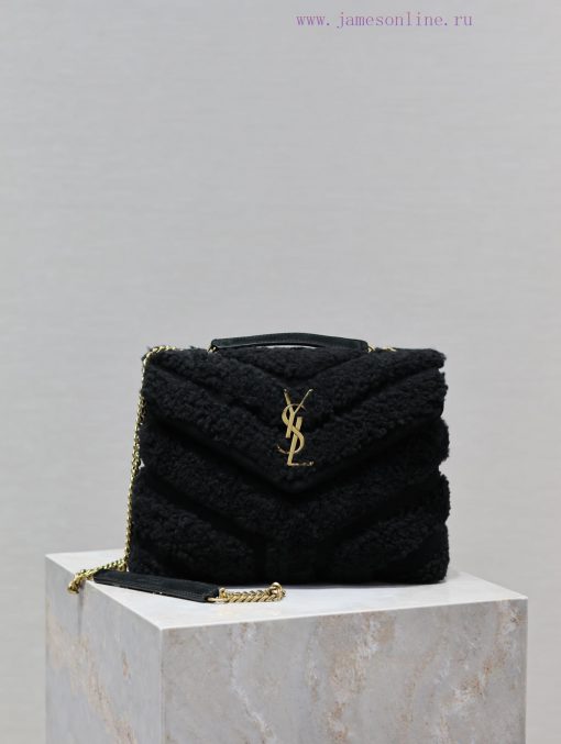 Yves Saint Laurent Bags Lou Lou_25cmBlack suede paired with lamb woolThe bag suitable for carrying in winter has arr hvr5v227