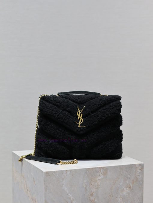 Yves Saint Laurent Bags Lou Lou_25cmBlack suede paired with lamb woolThe bag suitable for carrying in winter has arr hvr5v227 - Image 2