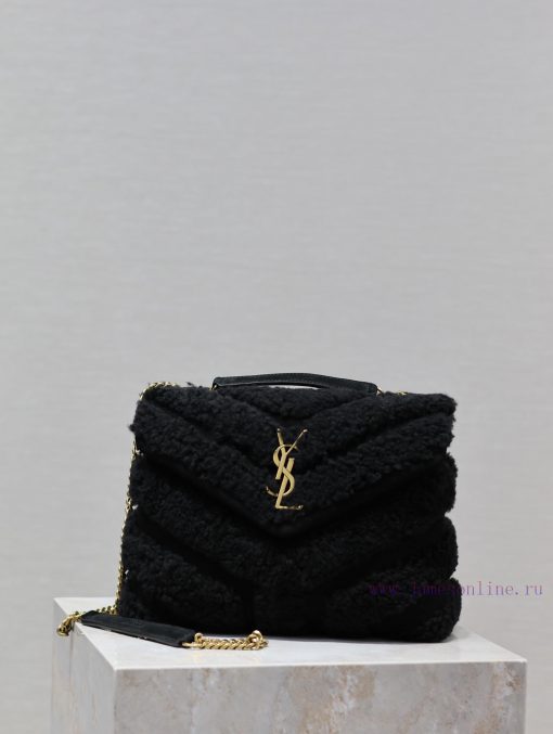 Yves Saint Laurent Bags Lou Lou_25cmBlack suede paired with lamb woolThe bag suitable for carrying in winter has arr hvr5v227 - Image 3