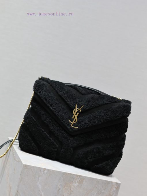 Yves Saint Laurent Bags Lou Lou_32cmBlack suede paired with lamb woolThe bag suitable for carrying in winter has arr mhohqqlo - Image 3