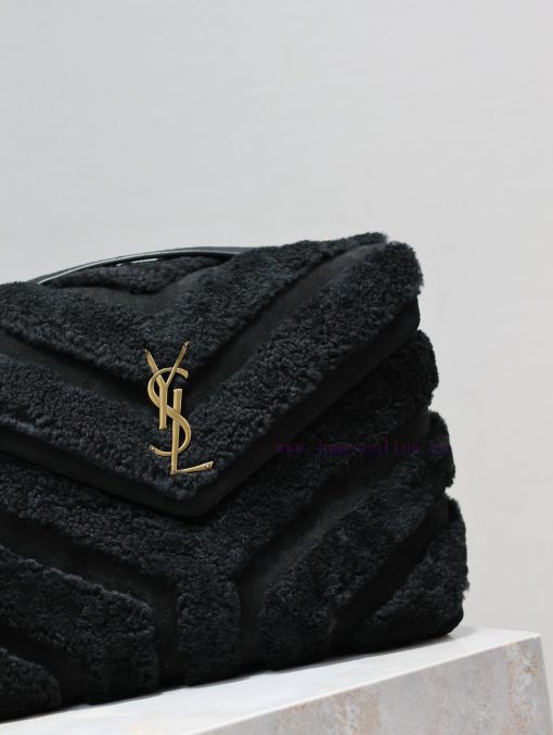 Yves Saint Laurent Bags Lou Lou_32cmBlack suede paired with lamb woolThe bag suitable for carrying in winter has arr mhohqqlo - Image 5