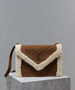 Yves Saint Laurent Bags GABYQuilted Pattern Envelope BagYellow suede paired with lamb woolItalian imported suede pai ta9rif4i