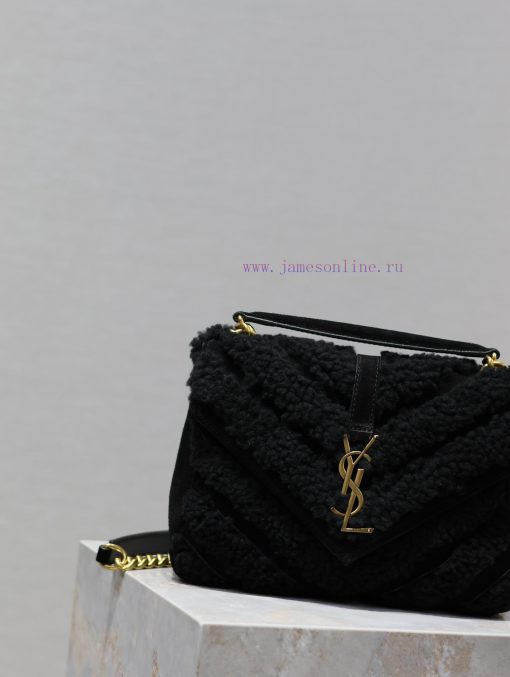 Yves Saint Laurent Bags Monogram college Lamb wool paired with suedeWannian postman bag, hot and explosive 24cm, st 3vz85lxy - Image 4