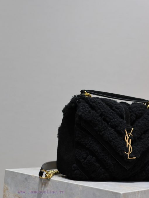 Yves Saint Laurent Bags Monogram college Lamb wool paired with suedeWannian postman bag, hot and explosive 24cm, st 3vz85lxy - Image 5