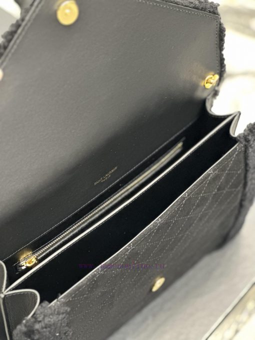 Yves Saint Laurent Bags GABYQuilted Pattern Envelope BagBlack suede with lamb wool styleItalian imported suede paire waweh7oq - Image 10