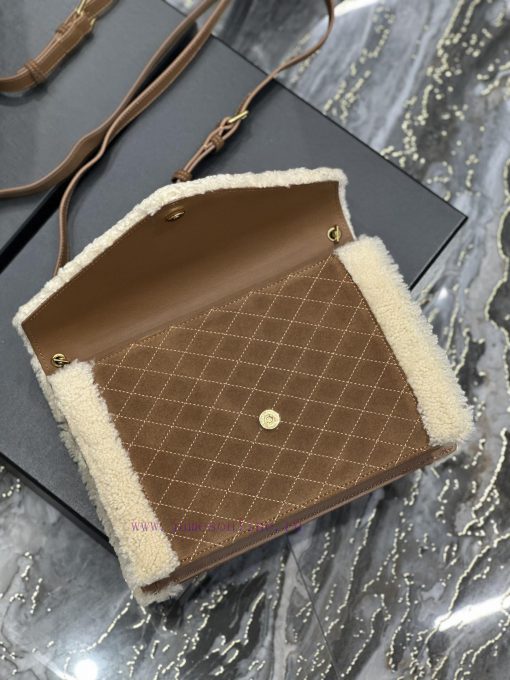 Yves Saint Laurent Bags GABYQuilted Pattern Envelope BagYellow suede paired with lamb woolItalian imported suede pai v9jb0fy7 - Image 8