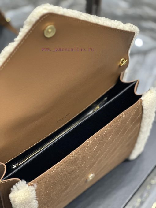 Yves Saint Laurent Bags GABYQuilted Pattern Envelope BagYellow suede paired with lamb woolItalian imported suede pai v9jb0fy7 - Image 10
