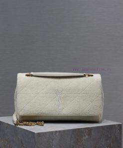 Yves Saint Laurent Bags JAMIE_Sized 25cmKnitted towel material paired with cowhideEmbroidered logo design, natural a esa06dmr