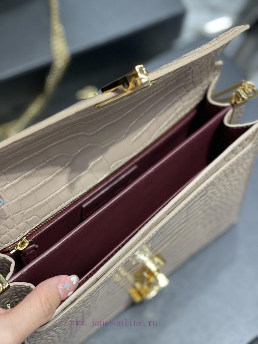 Yves Saint Laurent Bags 𝑪𝑨𝑺𝑺𝑨𝑵𝑫𝑹𝑨 _ Crocodile patterned cowhideThe latest synchronized CASSANDRA Italian imported cr 7ettvvgg - Image 9