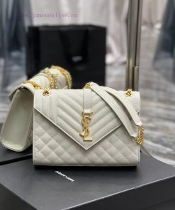 Yves Saint Laurent Bags Envelope white gold buckleMedium grained embossed quilted genuine leather envelope bagClassi bn1p2ciw