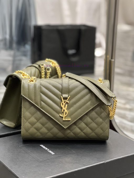 Yves Saint Laurent Bags Envelope Green Gold BuckleMedium grained embossed quilted genuine leather envelope bagClassi ugzn4z3c - Image 2