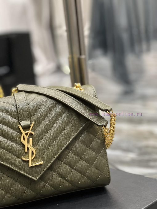 Yves Saint Laurent Bags Envelope Green Gold BuckleMedium grained embossed quilted genuine leather envelope bagClassi ugzn4z3c - Image 4