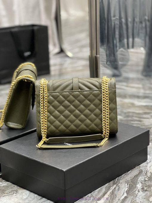 Yves Saint Laurent Bags Envelope Green Gold BuckleMedium grained embossed quilted genuine leather envelope bagClassi ugzn4z3c - Image 7