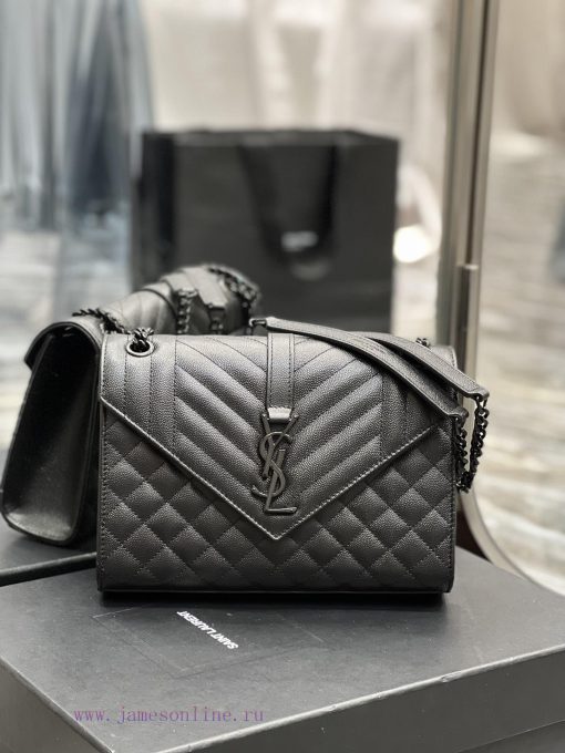 Yves Saint Laurent Bags Envelope Black BuckleMedium grained embossed quilted genuine leather envelope bagClassic is 9p7utg9b - Image 2