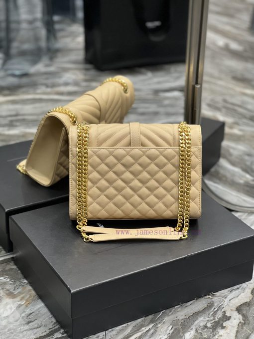 Yves Saint Laurent Bags Envelope Apricot Gold BuckleMedium grained embossed quilted genuine leather envelope bagClas 6kdwi6ib - Image 6