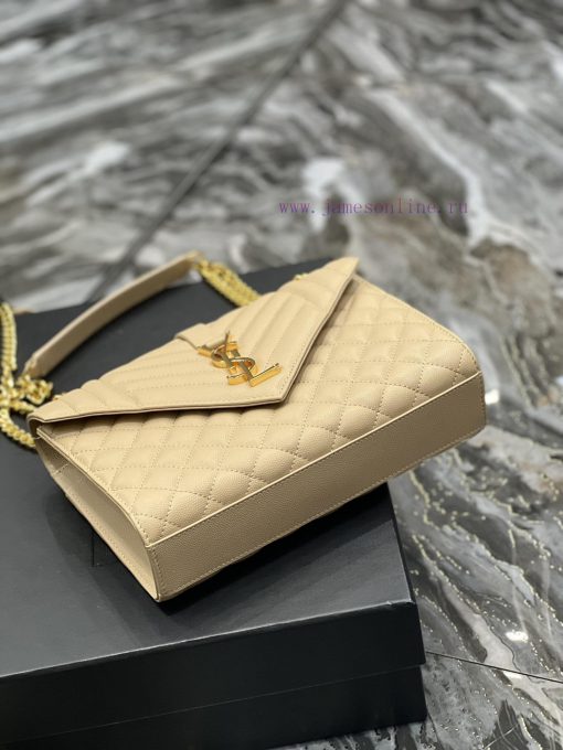 Yves Saint Laurent Bags Envelope Apricot Gold BuckleMedium grained embossed quilted genuine leather envelope bagClas 6kdwi6ib - Image 7