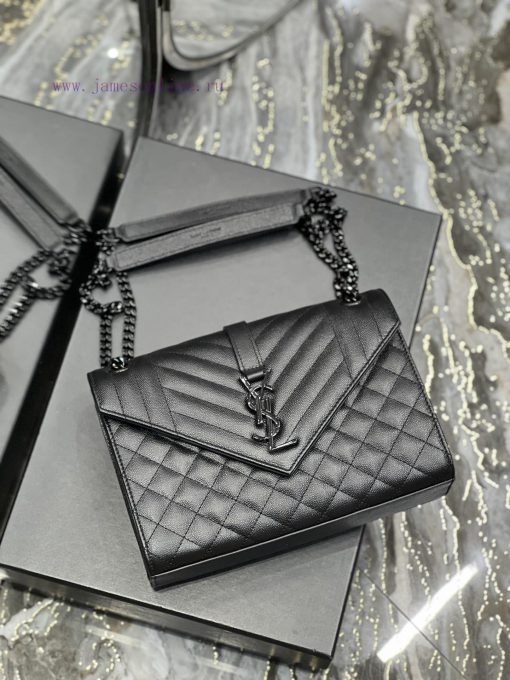 Yves Saint Laurent Bags Envelope Black BuckleMedium grained embossed quilted genuine leather envelope bagClassic is 9p7utg9b - Image 8