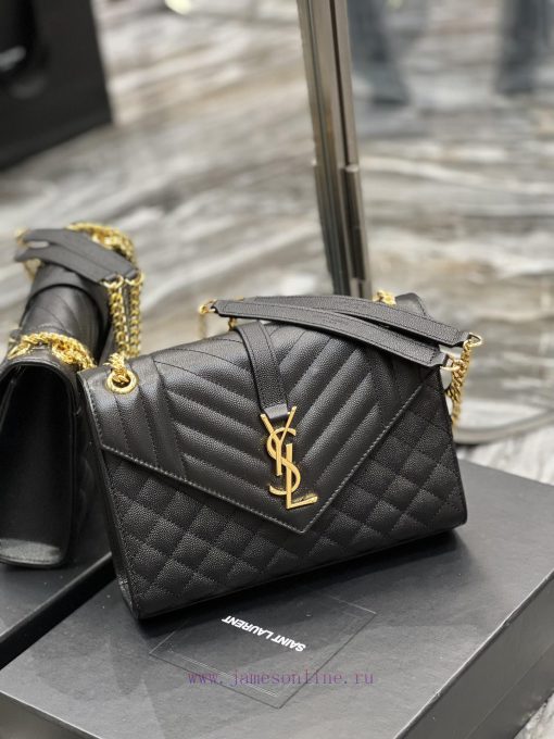 Yves Saint Laurent Bags Envelope Black Gold BuckleMedium grained embossed quilted genuine leather envelope bagClassi g8t8vevk - Image 3