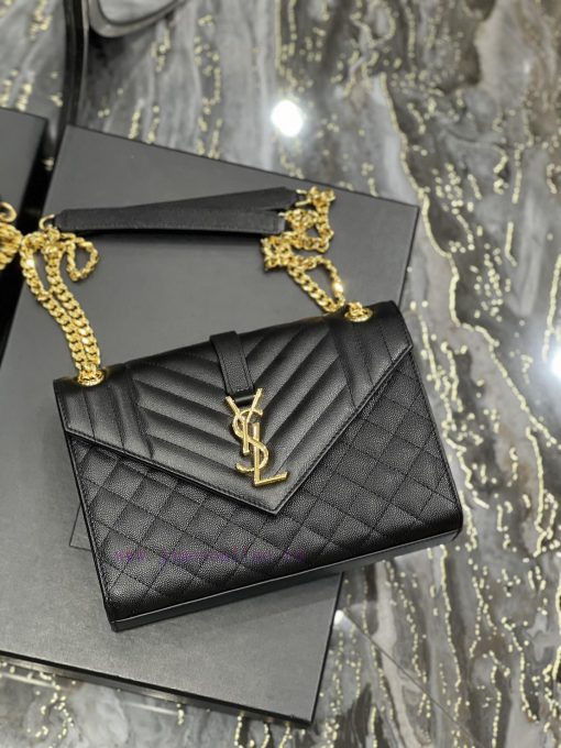 Yves Saint Laurent Bags Envelope Black Gold BuckleMedium grained embossed quilted genuine leather envelope bagClassi g8t8vevk - Image 8