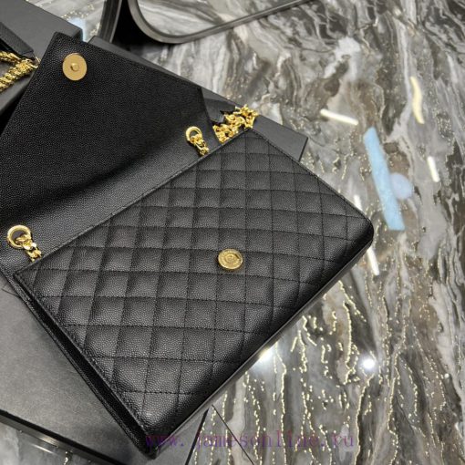 Yves Saint Laurent Bags Envelope Black Gold BuckleMedium grained embossed quilted genuine leather envelope bagClassi g8t8vevk - Image 9