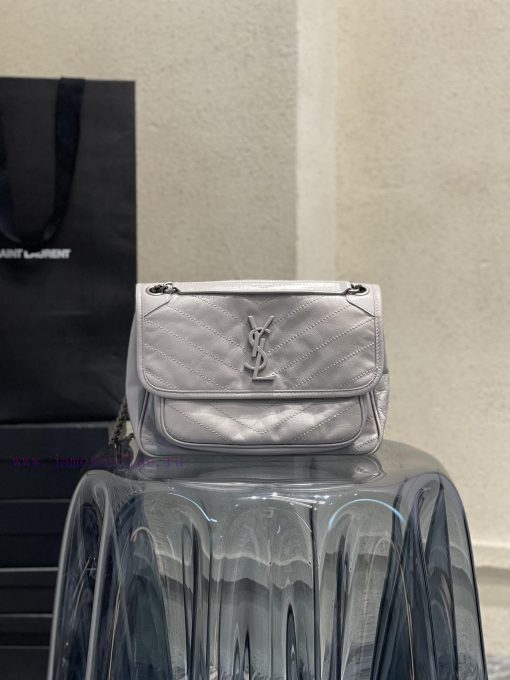 Yves Saint Laurent Bags 𝐍𝐢𝐤𝐢𝟐𝟖𝐜𝐦 _ Silver GreyBreakthrough in using used oil wax cowhide, the waxing effect is a bit zbhft194