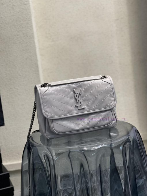 Yves Saint Laurent Bags 𝐍𝐢𝐤𝐢𝟐𝟖𝐜𝐦 _ Silver GreyBreakthrough in using used oil wax cowhide, the waxing effect is a bit zbhft194 - Image 3