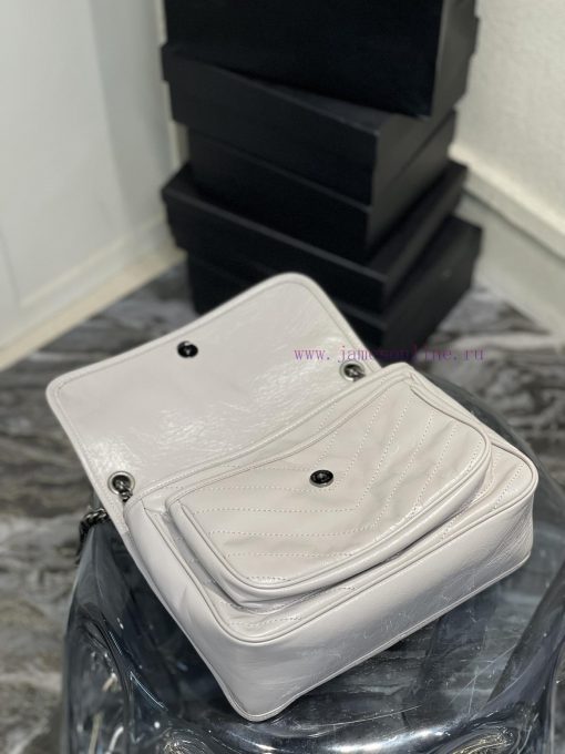Yves Saint Laurent Bags 𝐍𝐢𝐤𝐢𝟐𝟖𝐜𝐦 _ Silver GreyBreakthrough in using used oil wax cowhide, the waxing effect is a bit zbhft194 - Image 9