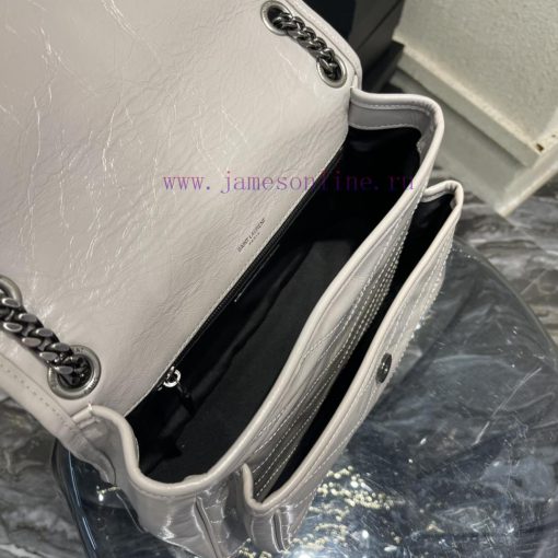 Yves Saint Laurent Bags 𝐍𝐢𝐤𝐢𝟐𝟖𝐜𝐦 _ Silver GreyBreakthrough in using used oil wax cowhide, the waxing effect is a bit zbhft194 - Image 10