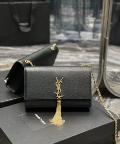Yves Saint Laurent Bags Eternal ClassicKATE 24cm black caviar fringe style_Definitely an eternal classic of Yangshul qrg1ilwq