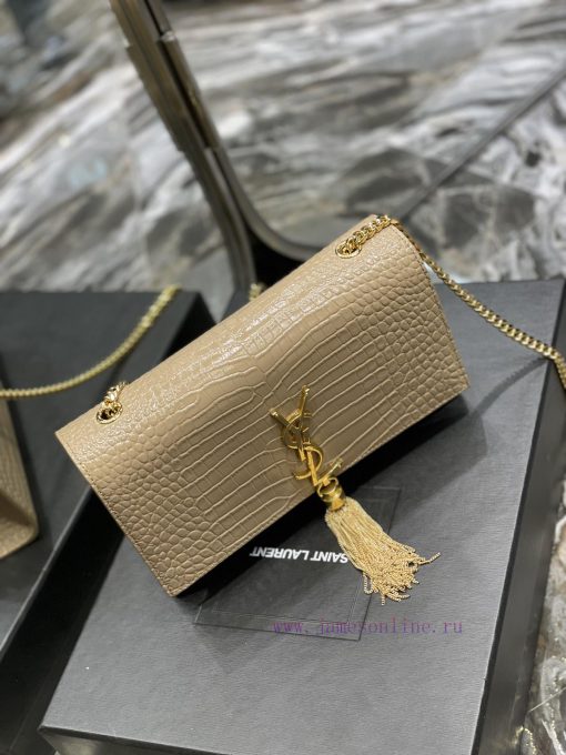 Yves Saint Laurent Bags Eternal ClassicKATE 24cm crocodile patterned fringe style_Definitely an eternal classic of Y 6resq2i2 - Image 4